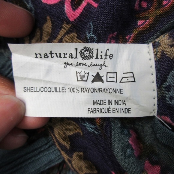 Natural Life Jumpsuit Women S Green Blue Floral Wide Leg Rayon Tank Casual 358 - Picture 4 of 11